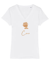 Load image into Gallery viewer, COCO ONLY NAME CAMEL SILHOUETTE  Organic V-Neck T-Shirt