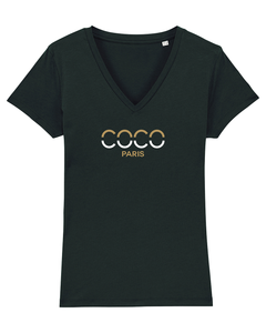 COCO PARIS SPLIT LETTERS Organic V-Neck T-Shirt