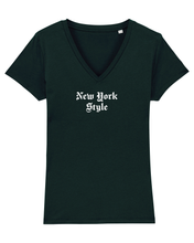 Load image into Gallery viewer, NEW YORK STYLE Organic V-Neck Black T-Shirt