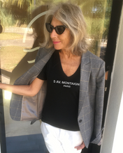 Load image into Gallery viewer, 5 AV. MONTAIGNE PARIS Organic V-Neck Black T-Shirt
