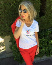 Load image into Gallery viewer, AMOUR Organic V-Neck White T-Shirt