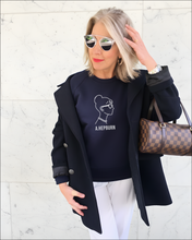 Load image into Gallery viewer, AUDREY HEPBURN SILHOUETTE Blue Navy Sweatshirt