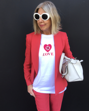 Load image into Gallery viewer, LOVE in BORDEAUX and CARMINE White T-Shirt