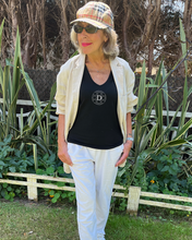 Load image into Gallery viewer, TRIBUTE TO DIOR CANNAGE PRINT Organic V-Neck Black T-Shirt