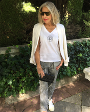 Load image into Gallery viewer, TRIBUTE TO DIOR CANNAGE PRINT Organic V-Neck White T-Shirt