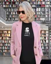 Load image into Gallery viewer, KARL LAGERFELD (THE THINKER) SILHOUETTE Black T-Shirt