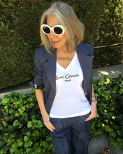 Load image into Gallery viewer, SAINT GERMAIN PARIS Organic V-Neck White T-Shirt