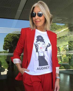 AUDREY HEPBURN WITH CELLPHONE White T-Shirt