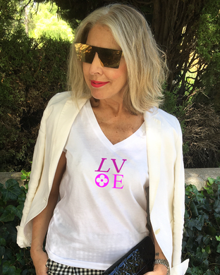 LOVE PURPLE PINK Organic V-Neck T-Shirt