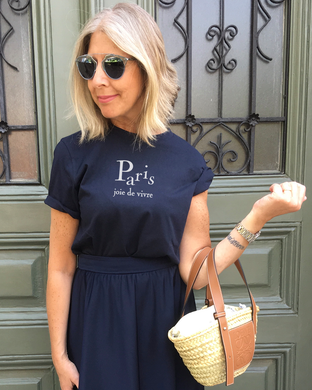 PARIS, JOIE DE VIVRE, Navy  Blue T-Shirt