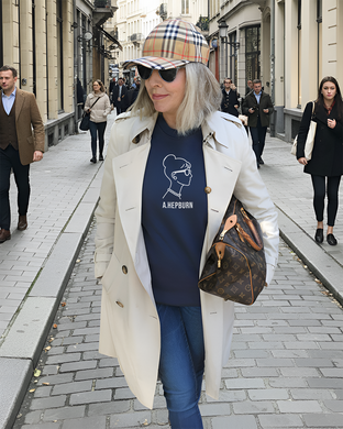 AUDREY HEPBURN SILHOUETTE Blue Navy Sweatshirt