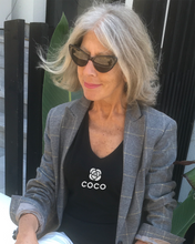 Load image into Gallery viewer, COCO CAMELLIA Organic V-Neck Black T-Shirt