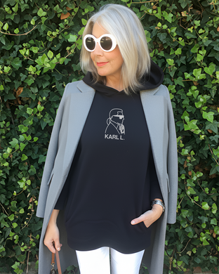 KARL LAGERFELD (THE THINKER) SILHOUETTE Black Hoodie