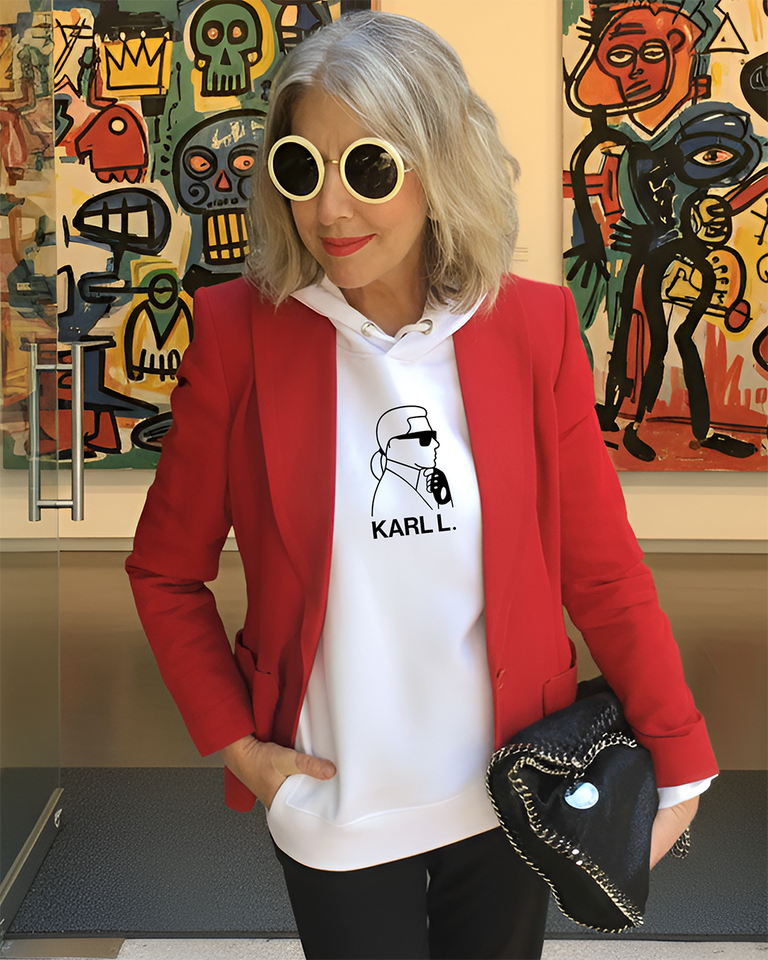 KARL LAGERFELD (THE THINKER) SILHOUETTE White Hoodie