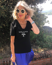 Load image into Gallery viewer, MILANO  | ITALIA NEW DESIGN Organic V-Neck Black T-Shirt