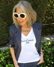 Load image into Gallery viewer, SAINT GERMAIN PARIS Organic V-Neck White T-Shirt