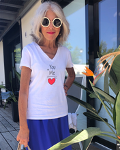 Load image into Gallery viewer, YOU + ME Organic V-Neck White T-Shirt