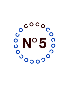 COCO Nº 5 BLACK AND BLUE Organic V-Neck White Shirt