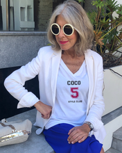 Load image into Gallery viewer, COCO 5 STYLE CLUB BORDEAUX EDITION Organic V-Neck White T-Shirt
