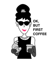 Load image into Gallery viewer, AUDREY HEPBURN OK BUT FIRST COFFEE White T-Shirt