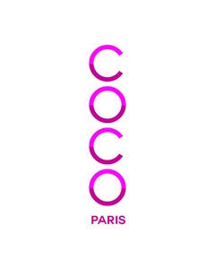 COCO PARIS VERTICAL PURPLE PINK Organic V-Neck White T-Shirt