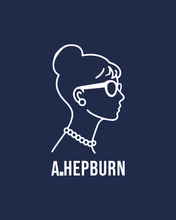Load image into Gallery viewer, AUDREY HEPBURN ICONIC PEOPLE Blue Navy T-Shirt