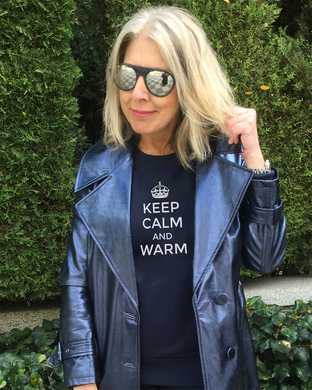 KEEP CALM AND WARM Navy Blue Sweatshirt