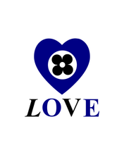 Load image into Gallery viewer, LOVE and HEART in NAVY BLUE Organic White V-Neck