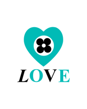 Load image into Gallery viewer, LOVE in TIFFANY BLUE &amp; BLACK Organic V-Neck