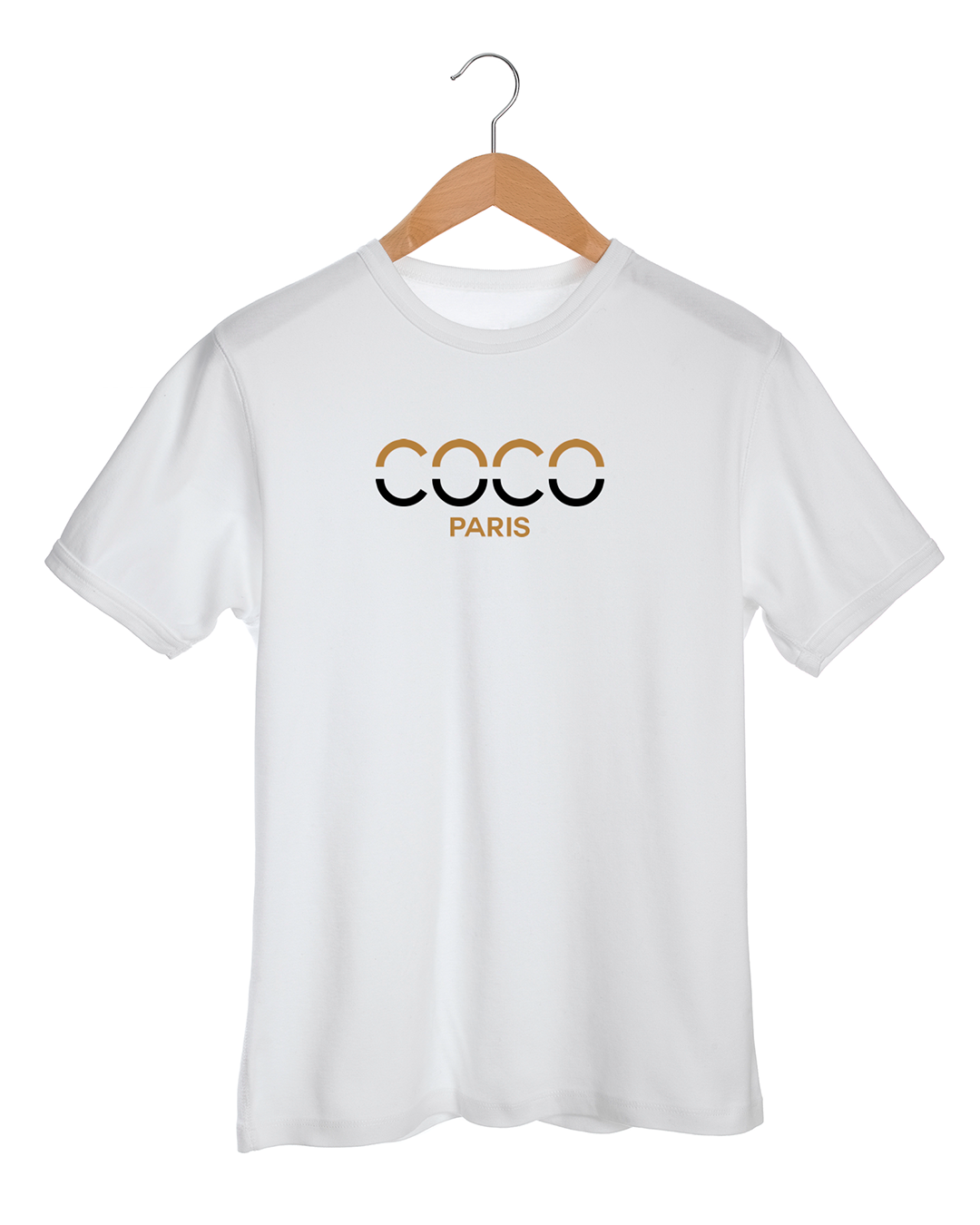 COCO PARIS CAMEL BLACK SPLIT LETTERS White T Shirt Ironic Lux