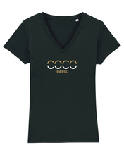 Load image into Gallery viewer, COCO PARIS SPLIT LETTERS Organic V-Neck T-Shirt