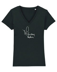 AUDREY HEPBURN SIGNATURE Organic V-Neck Black T-Shirt