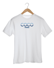 Load image into Gallery viewer, COCO PARIS BLUE &amp; NAVY SPLIT LETTERS White T-Shirt