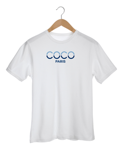 COCO PARIS BLUE & NAVY SPLIT LETTERS White T-Shirt