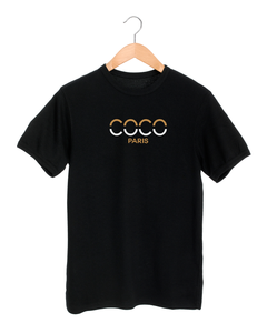 COCO PARIS SPLIT LETTERS  Black T-Shirt