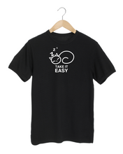 Load image into Gallery viewer, TAKE IT EASY  LIKE A CAT Black T-Shirt