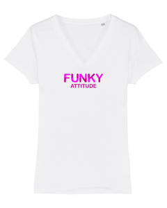 FUNKY ATTITUDE PURPLE PINK Organic V-Neck T-Shirt