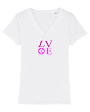 Load image into Gallery viewer, LOVE PURPLE PINK Organic V-Neck T-Shirt