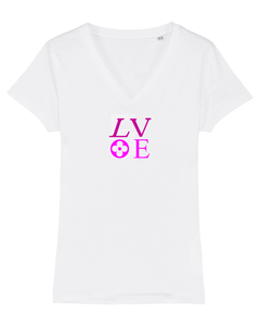 LOVE PURPLE PINK Organic V-Neck T-Shirt