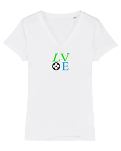 LOVE BLUE AND GREEN Organic V-Neck White T-Shirt