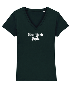 NEW YORK STYLE Organic V-Neck Black T-Shirt