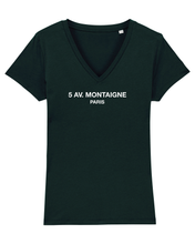 Load image into Gallery viewer, 5 AV. MONTAIGNE PARIS Organic V-Neck Black T-Shirt
