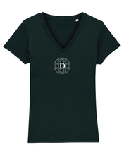 Load image into Gallery viewer, TRIBUTE TO DIOR CANNAGE PRINT Organic V-Neck Black T-Shirt