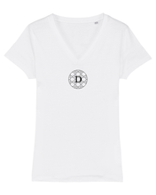 Load image into Gallery viewer, TRIBUTE TO DIOR CANNAGE PRINT Organic V-Neck White T-Shirt