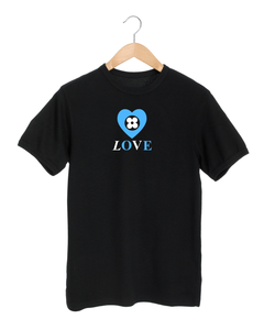 LOVE in FRENCH SKY BLUE and WHITE Black T-Shirt