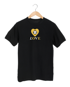 LOVE in GOLD and WHITE Black T-Shirt