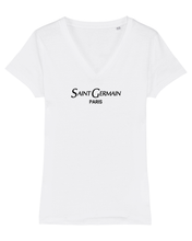 Load image into Gallery viewer, SAINT GERMAIN PARIS Organic V-Neck White T-Shirt