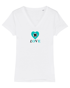 LOVE in TIFFANY BLUE & BLACK Organic V-Neck