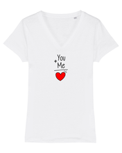 Load image into Gallery viewer, YOU + ME Organic V-Neck White T-Shirt