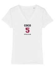 Load image into Gallery viewer, COCO 5 STYLE CLUB BORDEAUX EDITION Organic V-Neck White T-Shirt